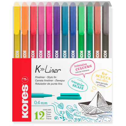Artikelbild für Kores® K- Fineliner farbsortiert 0,4 mm, 12 St., Artikelnummer 766564