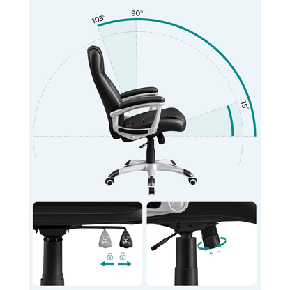 Artikelbild 4 für SONGMICS Chefsessel, OBG21B Kunstleder schwarz, Gestell, Artikelnummer 262653
