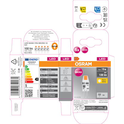 Artikelbild 5 für OSRAM LED-Lampe Base PIN MICRO GU4 1 W klar, 5 St., Artikelnummer 709818