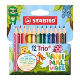 Artikelbild 1 für STABILO Trio® dick, kurz Animal Vibes Buntstifte farbsortiert, 12 St., Artikelnummer 739439