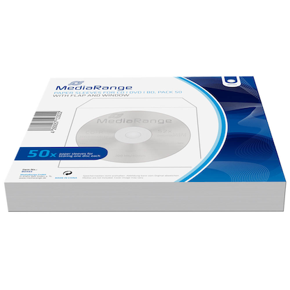 Artikelbild 2 für MediaRange 1er CD-/DVD-Hüllen Papiertaschen weiß, 50 St., Artikelnummer 415570