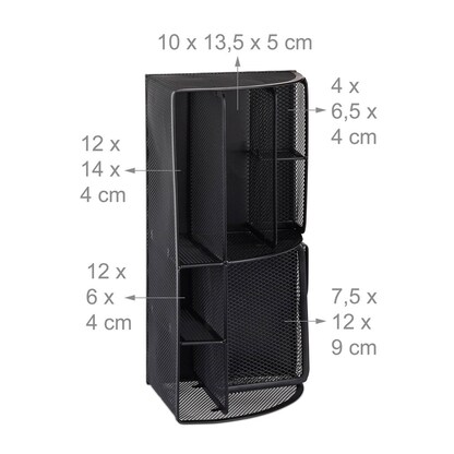 Artikelbild 7 für relaxdays Schreibtisch-Organizer schwarz Metall 6 Fächer 27,5 x 14,0 x 12,5 cm, Artikelnummer 516817