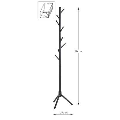 Artikelbild 2 für HAKU Möbel Kleiderständer 47579 schwarz Holz 8 Haken 43,0 x 174,0 cm, Artikelnummer 192488