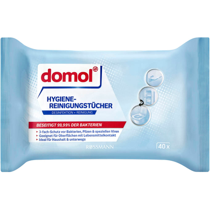 Artikelbild 2 für domol Desinfektionstücher 1-lagig weiß, 40 Tücher, Artikelnummer 213667