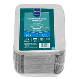 Artikelbild 1 für METRO PROFESSIONAL Aluschalen mit Deckel rechteckig silber 1100 ml, 50 St., Artikelnummer 798779
