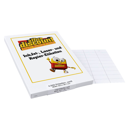 Artikelbild für office discount Etiketten weiß 52,5 x 29,7 mm, 100 Blatt, Artikelnummer 711531