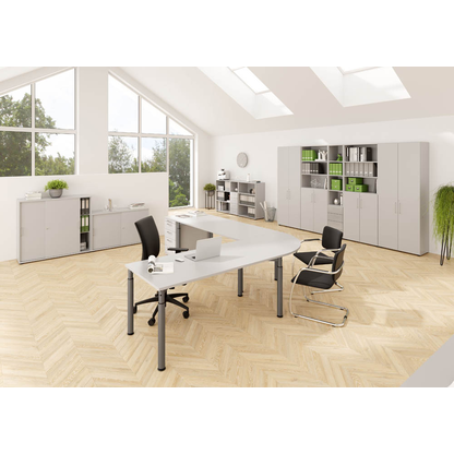 Artikelbild 6 für HAMMERBACHER Mirakel Rollladenschrank lichtgrau, silber 2 Fachböden 120,0 x 40,0 x 110,0 cm, Artikelnummer 999102