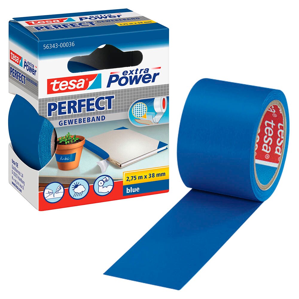 tesa-extra-power-perfect-gewebeband-blau-38-0-mm-x-2-75-m-1-rolle