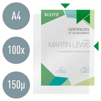 Artikelbild 6 für LEITZ Sichthüllen Premium 4100 DIN A4 glasklar glatt 0,15 mm, 100 St., Artikelnummer 578682