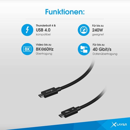 Artikelbild 3 für XLAYER Thunderbolt 4 Kabel USB-C 1,0 m schwarz, 1 St., Artikelnummer 256196