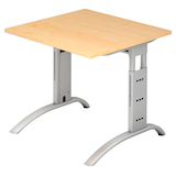 Artikelbild 1 für HAMMERBACHER FS08 höhenverstellbarer Schreibtisch ahorn quadratisch, C-Fuß-Gestell silber 80,0 x 80,0 cm, Artikelnummer 863915