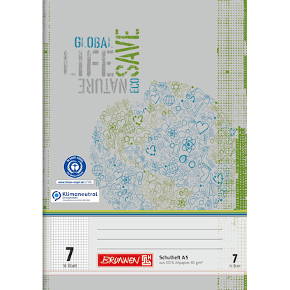 Artikelbild 2 für BRUNNEN Schulheft Recycling Lineatur 7 kariert DIN A5 ohne Rand, 16 Blatt, 1 St., Artikelnummer 162772