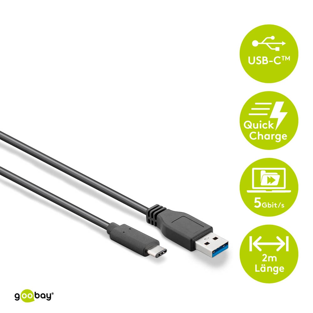 Goobay USB-C Ladekabel, 0,5 M – Schnell Laden & Synchronisieren Für Smartphone & Tablet