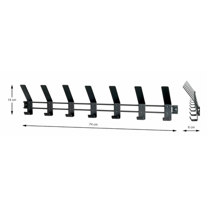 Artikelbild 2 für HAKU Möbel Wandgarderobe 54535 schwarz Metall 7 Haken 74,0 x 14,0 cm, Artikelnummer 340616