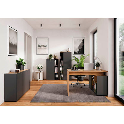 Artikelbild 5 für GERMANIA Aktenschrank Adrano, 2232-549 grafit, navarra-eiche 2 Fachböden 61,0 x 34,0 x 110,0 cm, Artikelnummer 613172