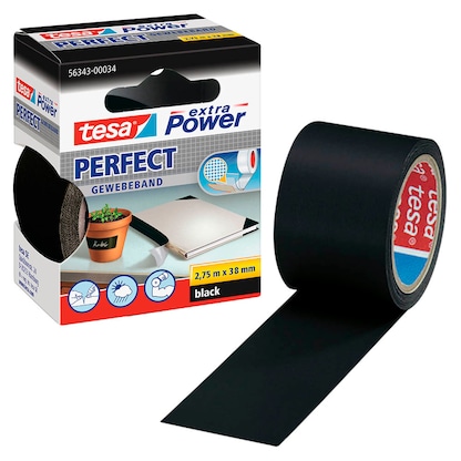 Artikelbild für tesa extra Power® Perfect Gewebeband schwarz 38,0 mm x 2,75 m 1 Rolle, Artikelnummer 114603