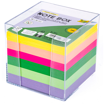 Artikelbild für folia Zettelbox HAPPY VIBES transparent inkl. 700 Notizzettel bunt, 1 St., Artikelnummer 690429