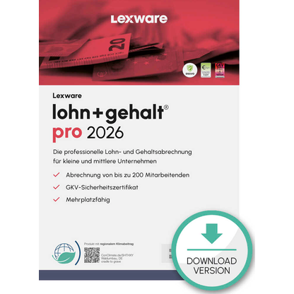 Artikelbild für LEXWARE Lohn + Gehalt Pro 2026 Software Vollversion (Download-Link), Artikelnummer 765451