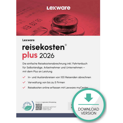 Artikelbild für LEXWARE Reisekosten Plus 2026 Software Vollversion (Download-Link), Artikelnummer 765463