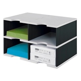 Artikelbild 1 für styro Sortierstation Styrodoc Jumbo Grundeinheit grau/schwarz mit 4 Fächern, Artikelnummer 251058