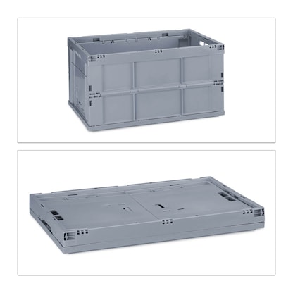 Artikelbild 2 für relaxdays Klappbox 60,0 l grau 58,5 x 40,0 x 31,5 cm, 1 St., Artikelnummer 364301