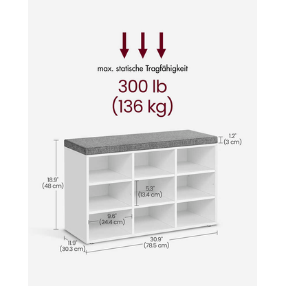 Artikelbild 2 für VASAGLE Schuhbank LHS009W14 weiß, grau Holz 78,6 cm, Artikelnummer 760318