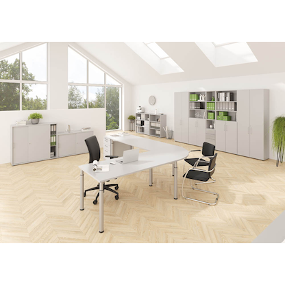 Artikelbild 7 für HAMMERBACHER Mirakel Rollladenschrank lichtgrau, silber 2 Fachböden 120,0 x 40,0 x 110,0 cm, Artikelnummer 999102