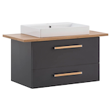 Artikelbild 1 für MÖBELPARTNER Waschbecken mit Unterschrank Duo 702036 anthrazit, eiche landhaus 102,2 x 50,0 x 61,5 cm, Artikelnummer 673481