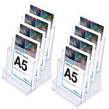 Artikelbild für Showdown® Displays Tischprospekthalter SL transparent DIN A5 4 Fächern 19,0 x 22,4 x 29,9 cm, 2 St., Artikelnummer 296438