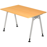 Artikelbild 1 für HAMMERBACHER AS12 höhenverstellbarer Schreibtisch buche rechteckig, A-Fuß-Gestell silber 120,0 x 80,0 cm, Artikelnummer 963809