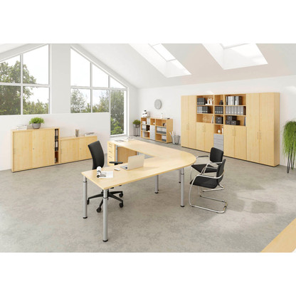 Artikelbild 4 für HAMMERBACHER Mirakel höhenverstellbarer Schreibtisch ahorn rechteckig, 4-Fuß-Gestell silber 180,0 x 80,0 cm, Artikelnummer 998948