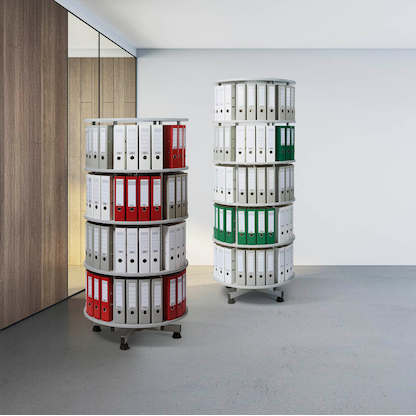 Artikelbild 3 für Ordnerdrehsäule hellgrau bis zu 48 Ordner, Komplett drehbar, H: 93,0 cm, Artikelnummer 189898