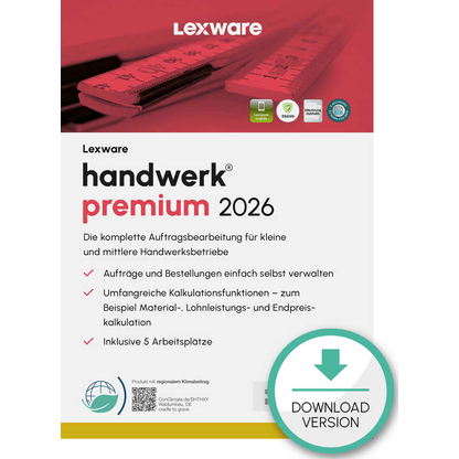 Artikelbild für LEXWARE Handwerk Premium 2026 Software Vollversion (Download-Link), Artikelnummer 765497