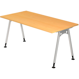 Artikelbild 1 für HAMMERBACHER AS16 höhenverstellbarer Schreibtisch buche rechteckig, A-Fuß-Gestell silber 160,0 x 80,0 cm, Artikelnummer 963811