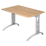 Artikelbild 1 für HAMMERBACHER FS12 höhenverstellbarer Schreibtisch eiche rechteckig, C-Fuß-Gestell silber 120,0 x 80,0 cm, Artikelnummer 866424