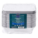 Artikelbild 1 für METRO PROFESSIONAL Aluschalen mit Deckel rechteckig silber 680 ml, 50 St., Artikelnummer 798928