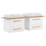 Artikelbild 1 für MÖBELPARTNER Waschbecken mit Unterschrank Duo 701519 kreideweiß, eiche landhaus 165,2 x 50,0 x 61,5 cm, Artikelnummer 673543