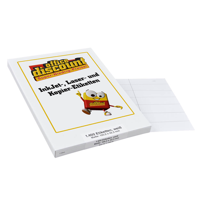 Artikelbild für office discount Etiketten weiß 105,0 x 42,3 mm, 100 Blatt, Artikelnummer 711606