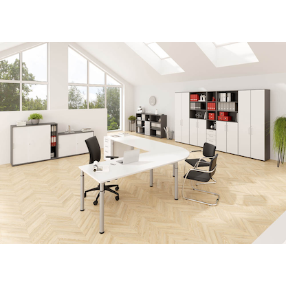 Artikelbild 7 für HAMMERBACHER Mirakel Rollladenschrank grafit, silber 2 Fachböden 120,0 x 40,0 x 110,0 cm, Artikelnummer 999882