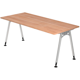 Artikelbild 1 für HAMMERBACHER AS19 höhenverstellbarer Schreibtisch nussbaum rechteckig, A-Fuß-Gestell silber 180,0 x 80,0 cm, Artikelnummer 963525