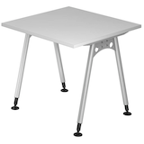 Artikelbild 1 für HAMMERBACHER AS08 höhenverstellbarer Schreibtisch lichtgrau quadratisch, A-Fuß-Gestell silber 80,0 x 80,0 cm, Artikelnummer 963874
