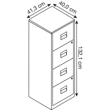 Artikelbild 2 für BISLEY Home PFA 4 Hängeregistraturschrank lichtgrau 4 Schubladen 41,3 x 40,0 x 132,1 cm, 1 St., Artikelnummer 728725