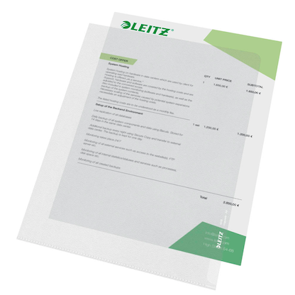 Artikelbild 4 für LEITZ Sichthüllen Standard 4000 DIN A4 transparent genarbt 0,13 mm, 100 St., Artikelnummer 578674