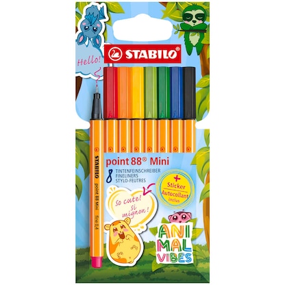 Artikelbild für STABILO point 88 Mini Animal Vibes Fineliner farbsortiert 0,4 mm, 8 St., Artikelnummer 739549