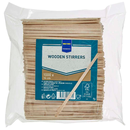 Artikelbild für METRO PROFESSIONAL Einweg-Rührstäbchen, Holz, 1.000 St., Artikelnummer 798719