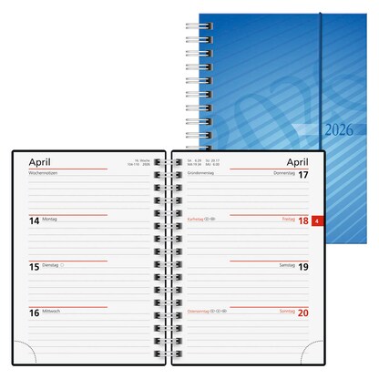 Artikelbild für rido idé Taschenkalender mit Spirale 2026 blau, 1 St., Artikelnummer 594777