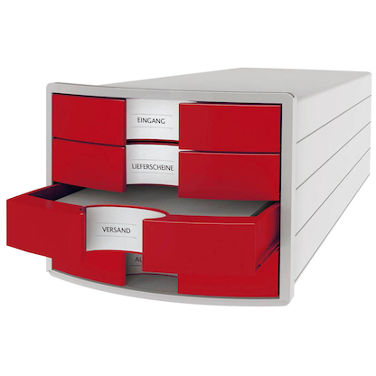 Artikelbild 2 für HAN Schubladenbox Impuls rot 1012-17D, DIN A4 mit 4 Schubladen, 1 St., Artikelnummer 629766