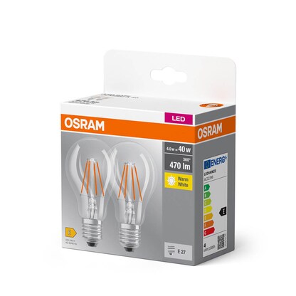 Artikelbild 3 für OSRAM LED-Lampen Base CLASSIC A40 Multipack E27 4 W klar, 2 St., Artikelnummer 144259