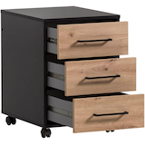 Artikelbild 1 für MÖBELPARTNER Aino Rollcontainer schwarz, artisan-eiche 3 Auszüge 40,1 x 50,0 x 57,0 cm, Artikelnummer 172359
