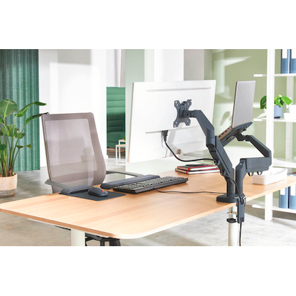 Artikelbild 7 für LEITZ Laptop-Monitor-Halterung Ergo 65380089 dunkelgrau für 1 Monitor und 1 Laptop, Tischklemme, Artikelnummer 103749